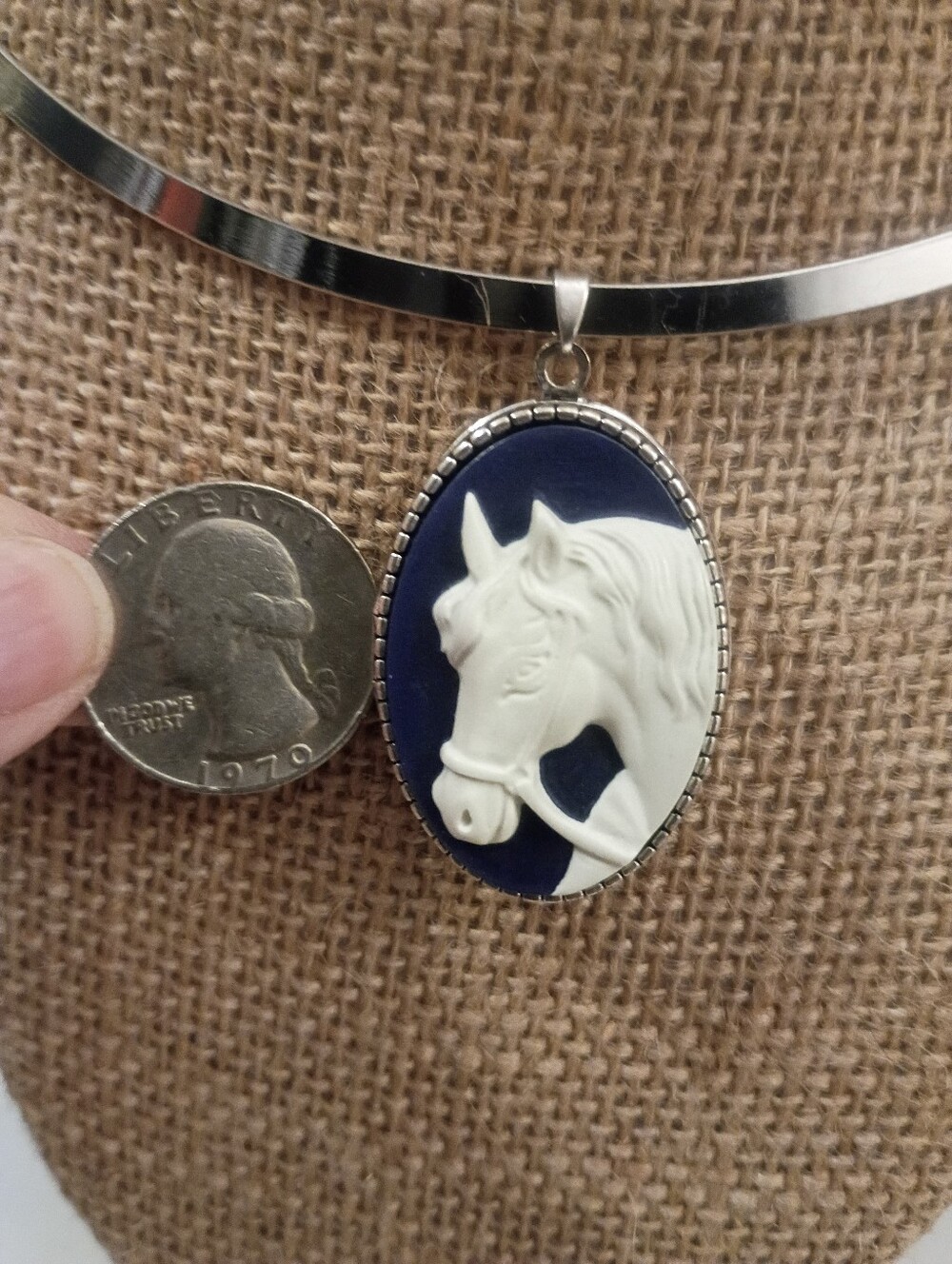 Horse Cameo Locket Pendant On Necklace